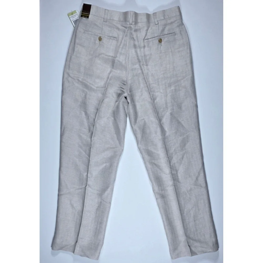 Cubavera Essentials Men's 34x30 Natural Linen Blend Herringbone Pants NEW